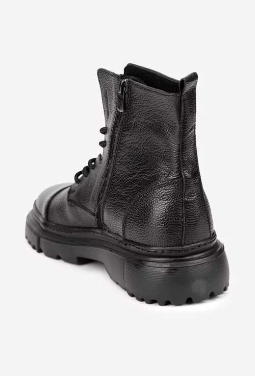 Ghete barbati din piele texturata neagra