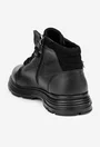 Ghete barbati din piele texturata neagra cu fermoar decorativ