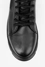 Ghete barbati din piele texturata neagra cu fermoar decorativ