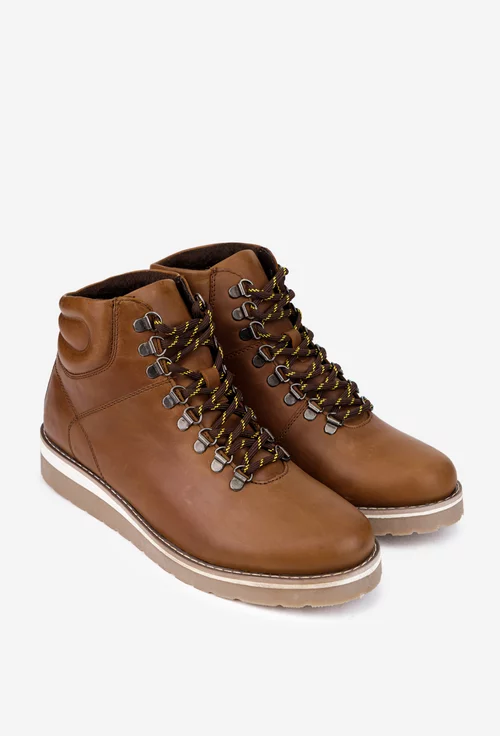 Ghete barbati maro din piele naturala