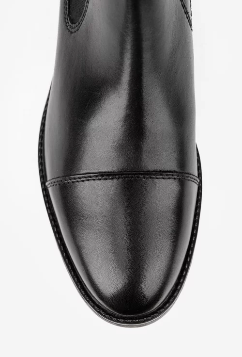 Ghete barbati negre din piele naturala cu fermoar