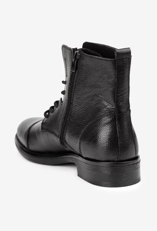 Ghete barbati negre din piele texturata