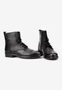 Ghete barbati negre din piele texturata