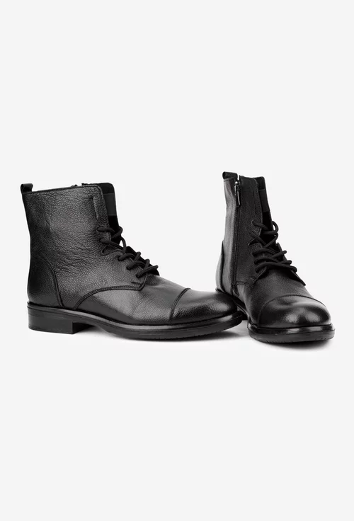Ghete barbati negre din piele texturata