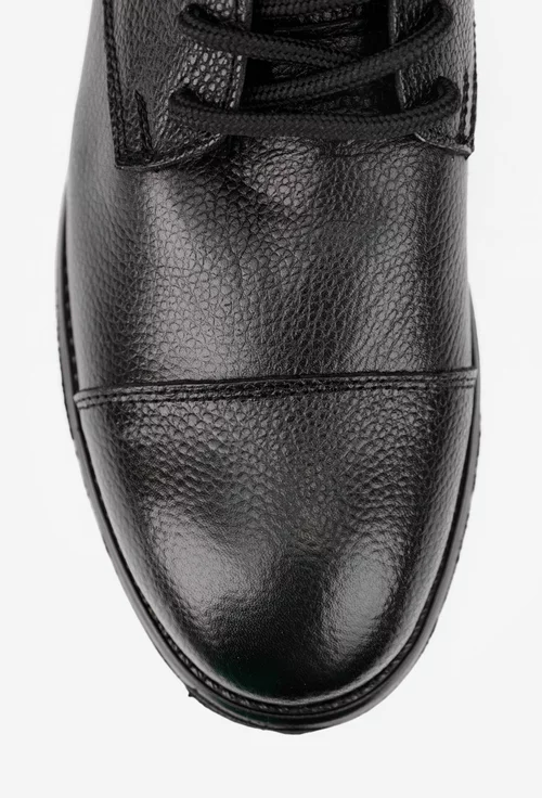 Ghete barbati negre din piele texturata