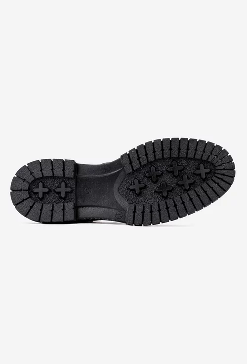 Ghete barbati negre din piele texturata cu siret si fermoar