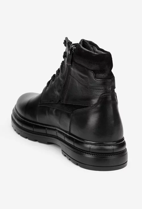 Ghete barbati realizate din piele naturala neagra