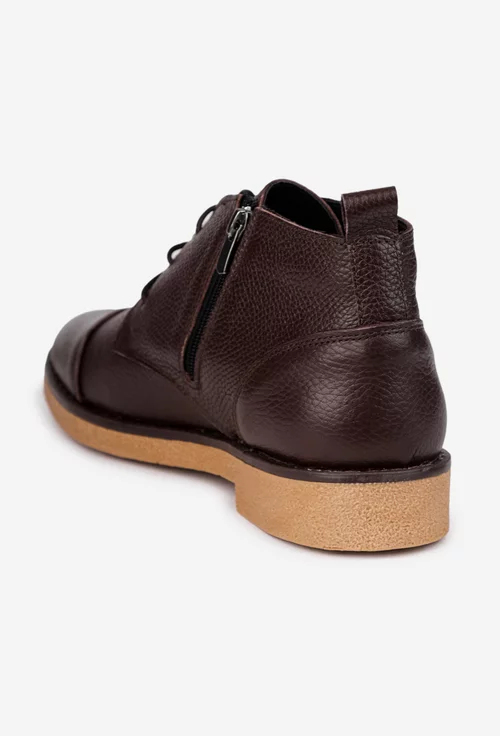 Ghete barbati realizate din piele texturata maro inchis