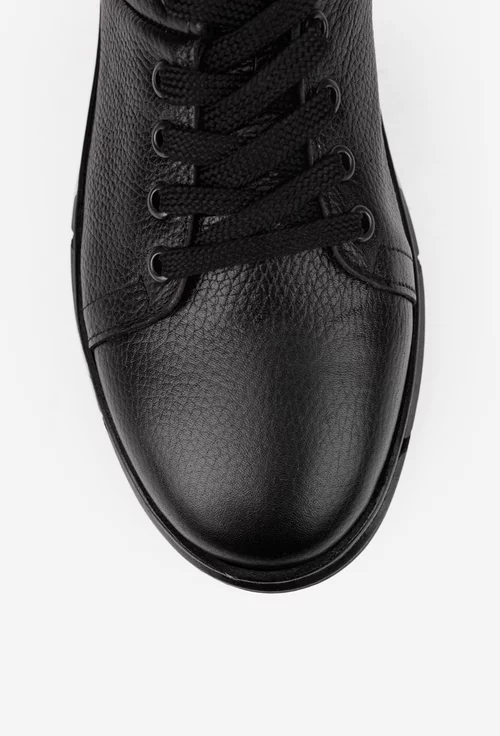 Ghete barbati realizate din piele texturata neagra