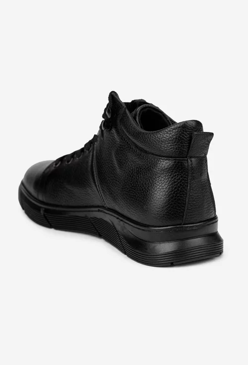 Ghete barbati realizate din piele texturata neagra