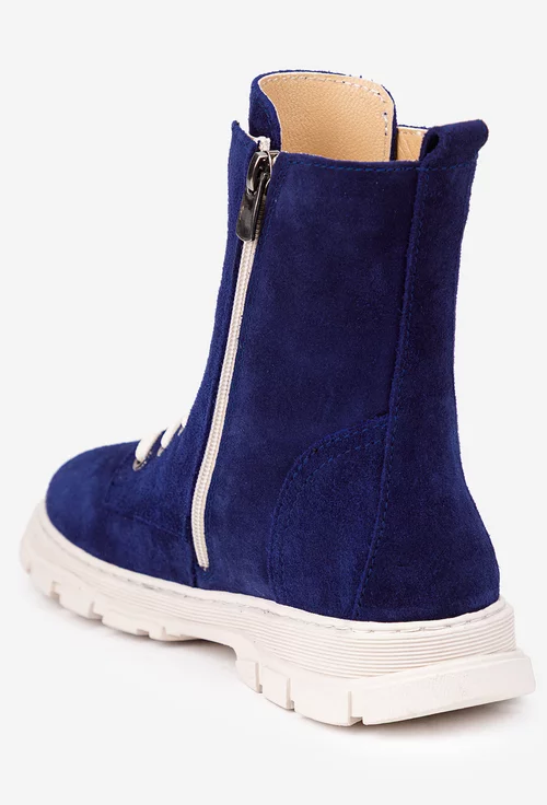 Ghete dama albastre din piele intoarsa