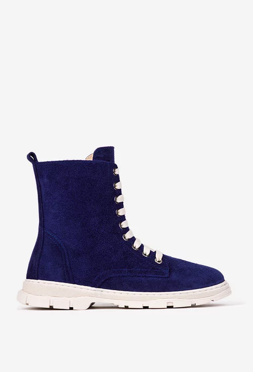 Ghete dama albastre din piele intoarsa