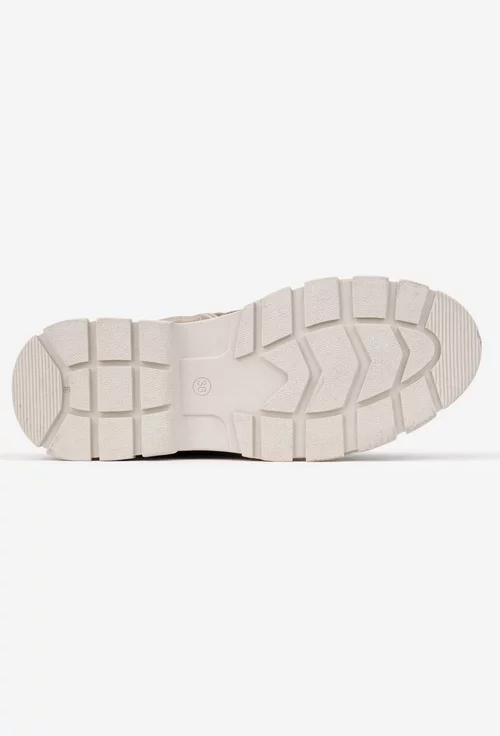 Ghete dama bej din piele intoarsa