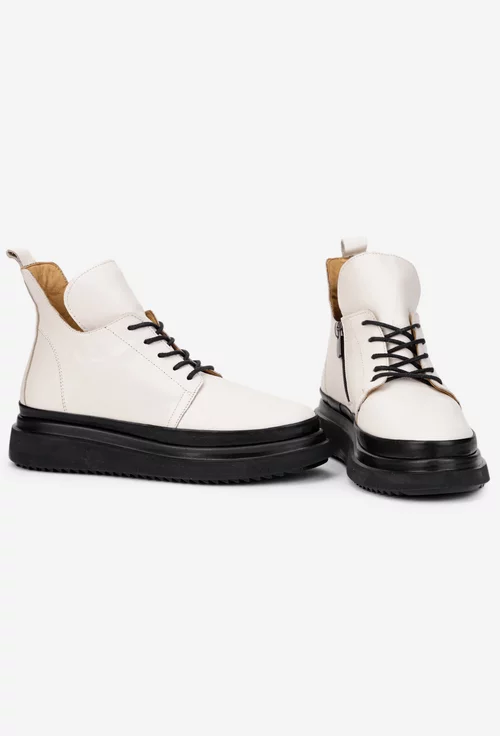 Ghete dama bej din piele naturala