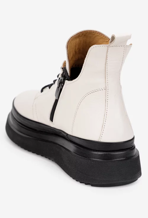 Ghete dama bej din piele naturala