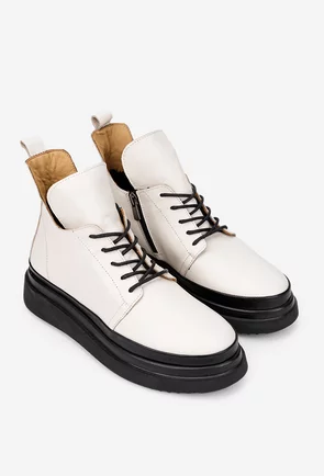 Ghete dama bej din piele naturala