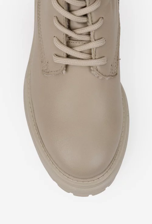 Ghete dama bej din piele naturala