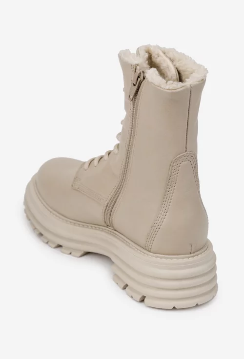 Ghete dama bej din piele naturala