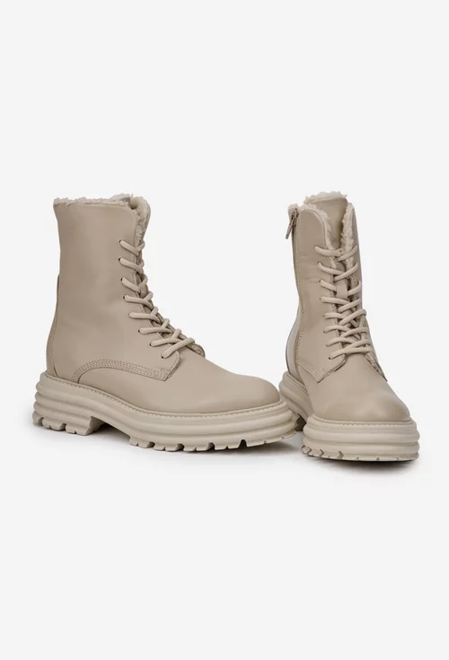 Ghete dama bej din piele naturala