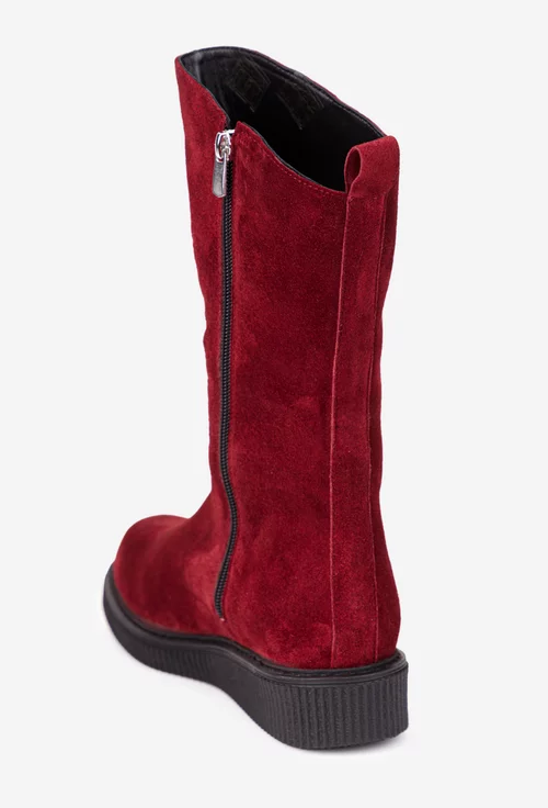 Ghete dama bordo din piele intoarsa