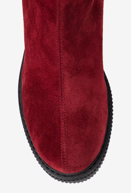 Ghete dama bordo din piele intoarsa