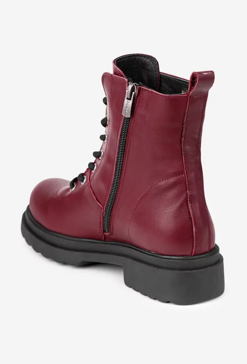 Ghete dama bordo din piele naturala