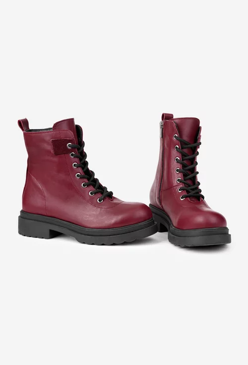 Ghete dama bordo din piele naturala