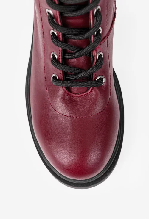 Ghete dama bordo din piele naturala