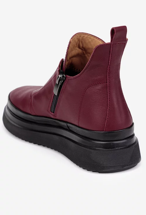 Ghete dama bordo din piele naturala