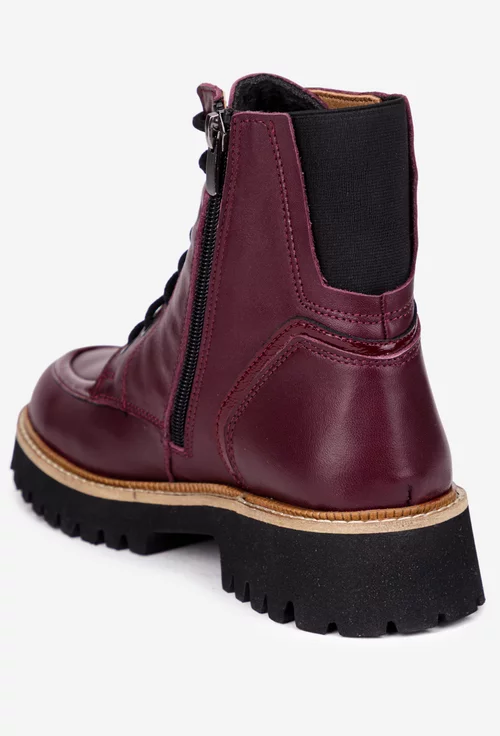 Ghete dama bordo NUR din piele naturala