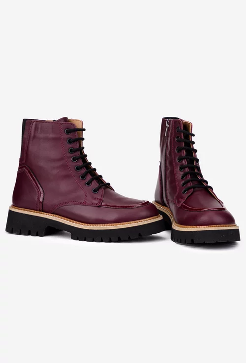 Ghete dama bordo NUR din piele naturala