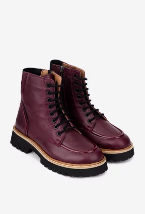 Ghete dama bordo NUR din piele naturala