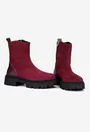 Ghete dama burgundy din piele cu fermoar