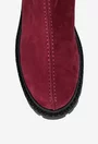 Ghete dama burgundy din piele cu fermoar