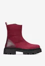 Ghete dama burgundy din piele cu fermoar