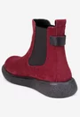 Ghete dama burgundy din piele intoarsa cu elastic in laterale
