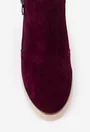Ghete dama burgundy din piele intoarsa cu fermoare