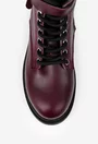 Ghete dama burgundy din piele naturala cu ornament