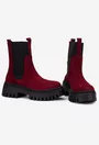 Ghete dama cu elastic realizate din piele intoarsa burgundy
