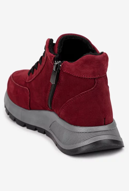 Ghete dama din piele intoarsa burgundy