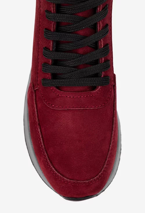 Ghete dama din piele intoarsa burgundy