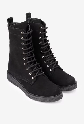 Ghete dama din piele intoarsa neagra