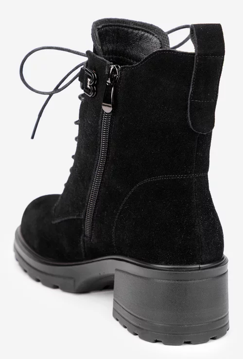 Ghete dama din piele intoarsa neagra