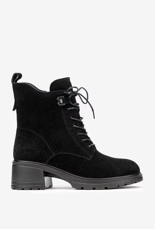 Ghete dama din piele intoarsa neagra