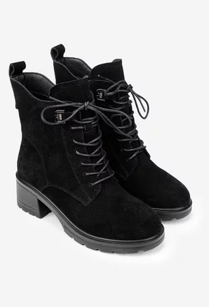 Ghete dama din piele intoarsa neagra