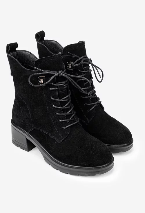 Ghete dama din piele intoarsa neagra