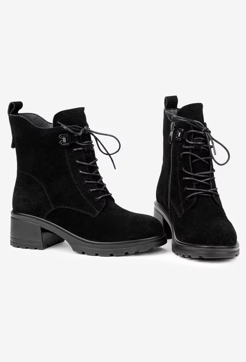 Ghete dama din piele intoarsa neagra