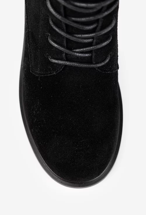 Ghete dama din piele intoarsa neagra