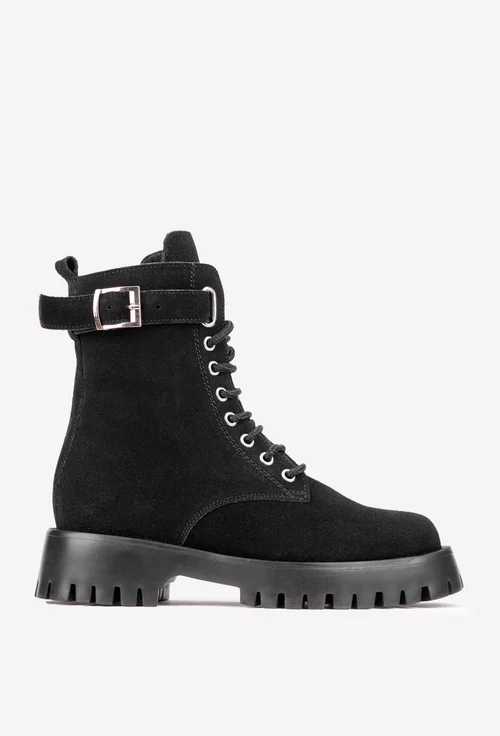 Ghete dama din piele intoarsa neagra