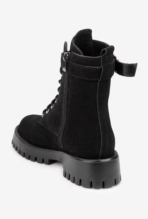 Ghete dama din piele intoarsa neagra